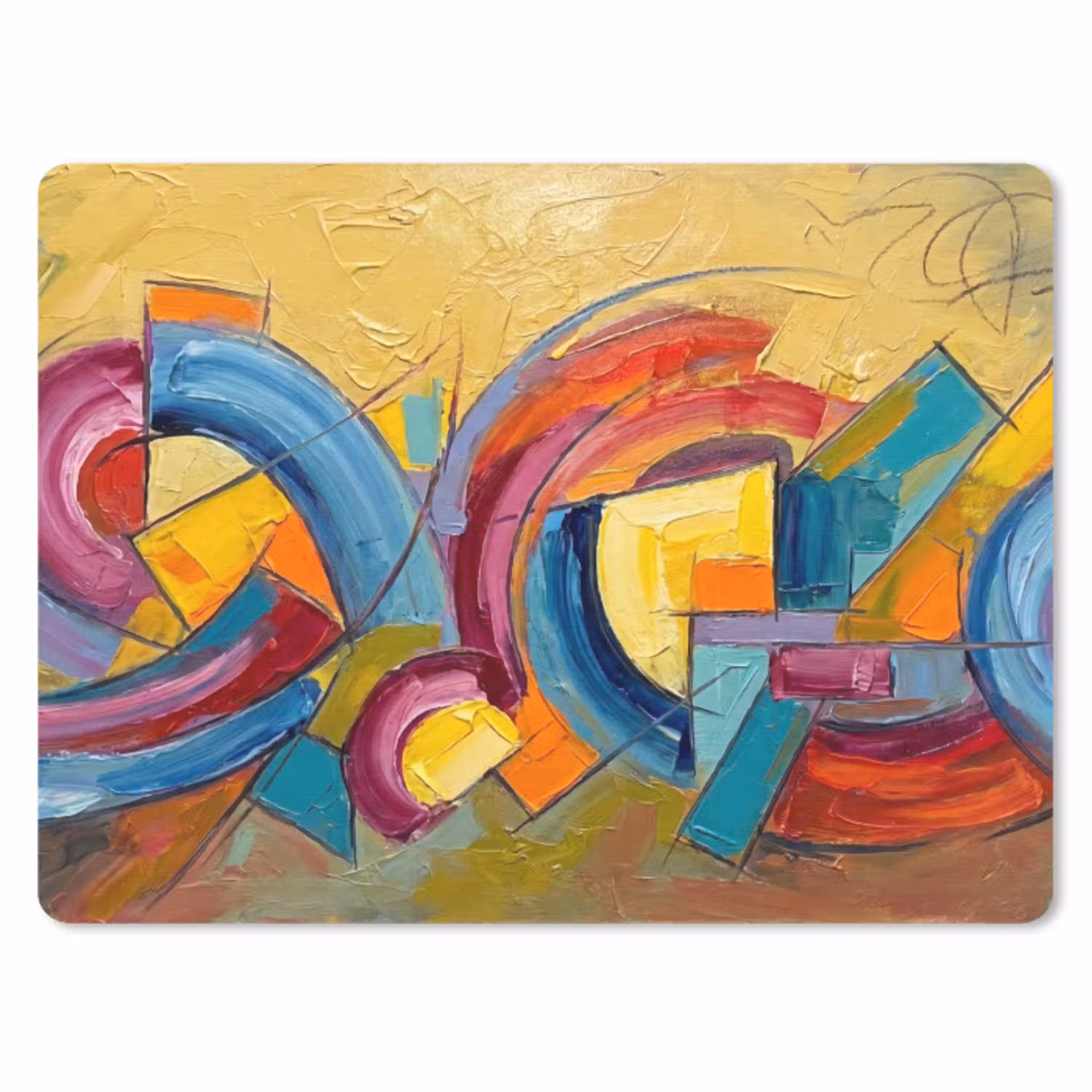 Abstract - Cirkels - Schilderij - Kleurrijk - Dynamisch muismat rubber klein -3d