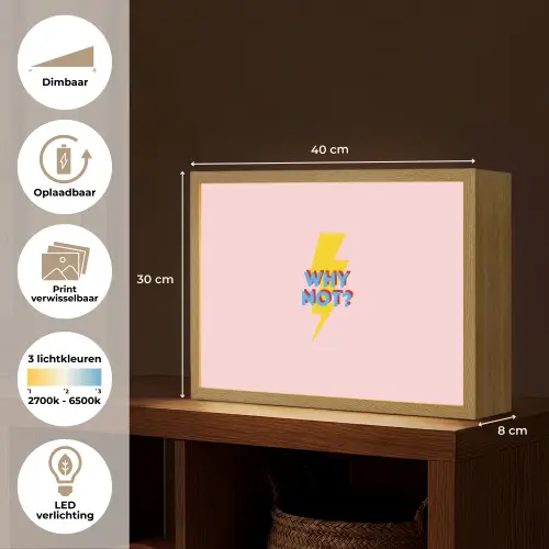 Why not - Bliksem - Roze Light Box met batterij (Wandlamp) middel -USP_websiteoverzichtNL