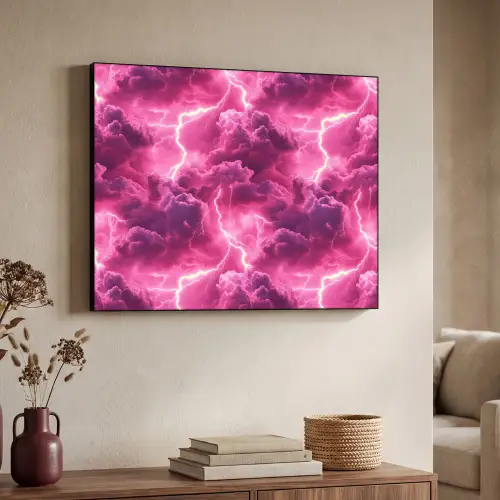 Roze - Onweer - Wolken Textielframe - compleet frame klein 947 -sfeer3