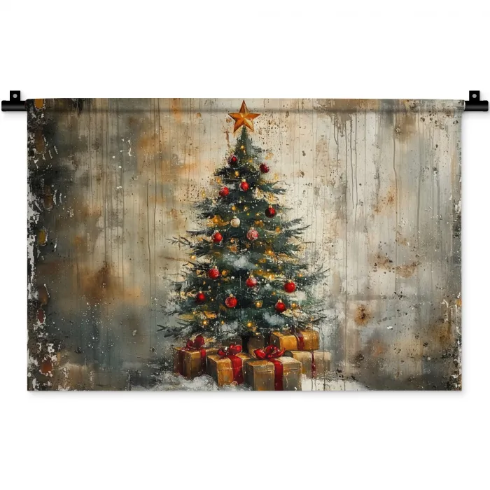 Kerstboom - Vintage - Kerst - Cadeau Wandkleed katoen klein -zz3d
