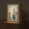 Zeilboot - Zon - Pier - Hout Light Box met kabel (Tafellamp) klein -z3d_website
