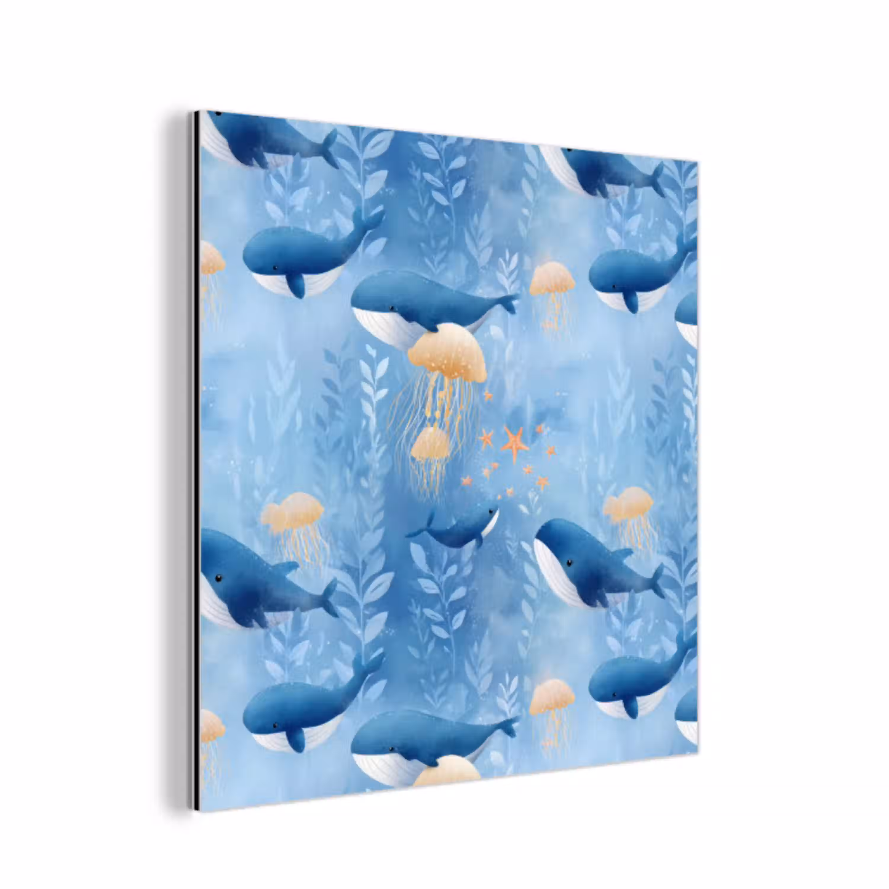 Walvissen - Oceaan - Blauw aluminium wit klein 46 -3d