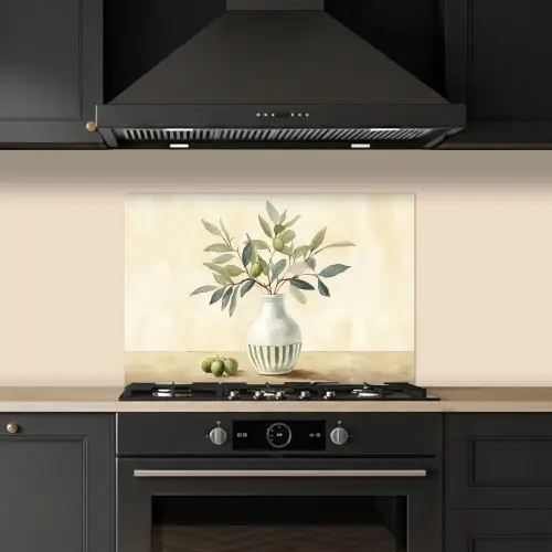 Vaas - Keramiek - Olijftakken keuken achterwand spatscherm klein -sfeer1