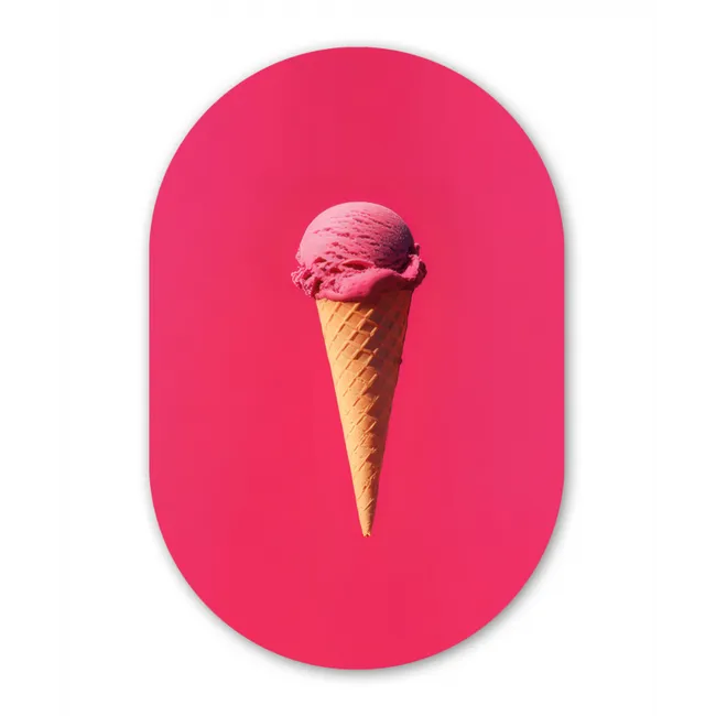 Schepijs - Roze - Hoorntje Wandcirkel Ovaal Glas middel -3d