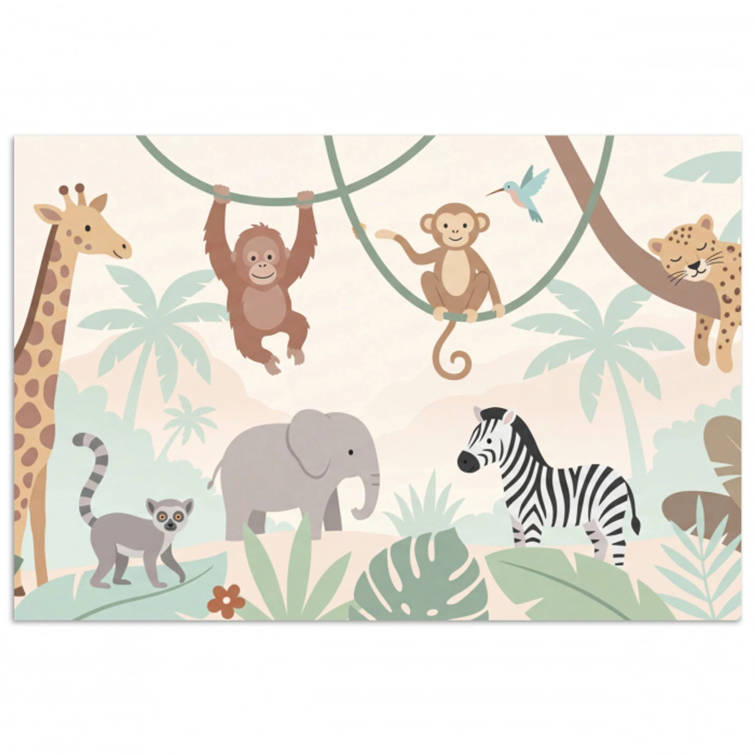 Jungle - Dieren - Groen poster papier klein -3d