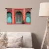 Lantaarn - Deur - Turquoise Wandkleed katoen klein -sfeer4