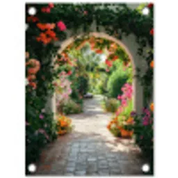 Doorkijk - Bloemen - Natuur - Bloementuin tuinposter los doek klein -3d