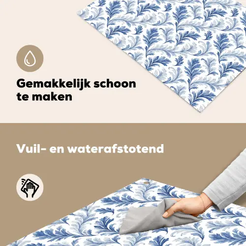 Frans - Citroen - Bladeren  - Blauw Inductie beschemer met haakjes klein 777 -ky-schoon-nl