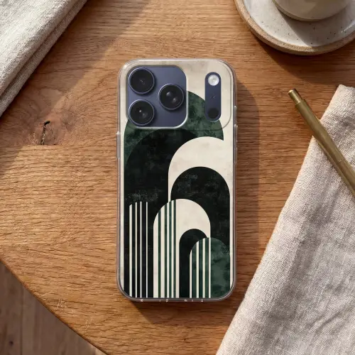 Bogen - Donkergroen - Lijnen Telefoonhoesje iPhone 17 Pro klein -sfeer1