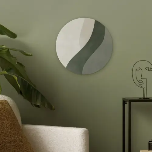 Japandi - Groen - Abstract - Modern Akoestische PET Vilt - Rond klein -sfeer2