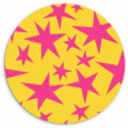 Sterren - Patroon - Roze - Geel Wandcirkel kunststof plaat 5mm dik klein 188 -3d