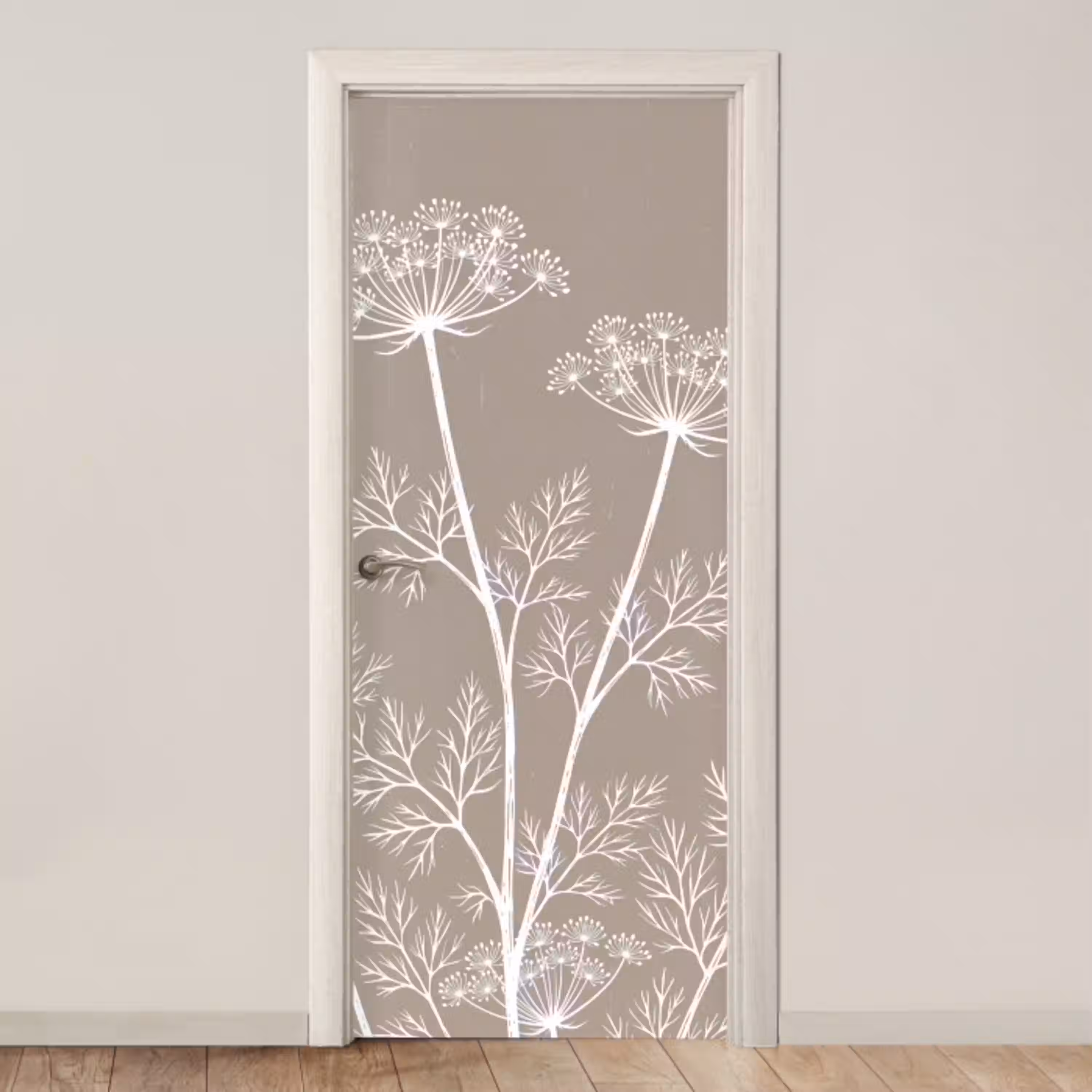Grafisch - Fluitenkruid - Taupe deurposter klein -3d_beige