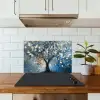 Boom - Blauw - Goud - Abstract keuken achterwand spatscherm klein -sfeer2