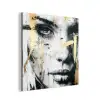 Portret - Vrouw - Penseelstreken - Goud aluminium wit klein -3d