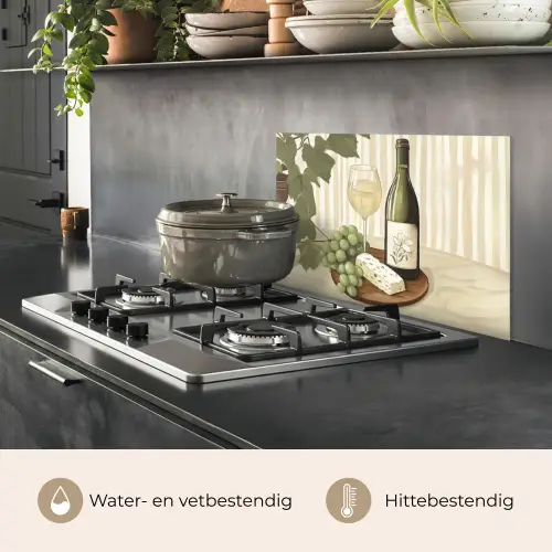 Wijn - Druiven - Kaas - Bladeren keuken achterwand spatscherm klein -usp_NL