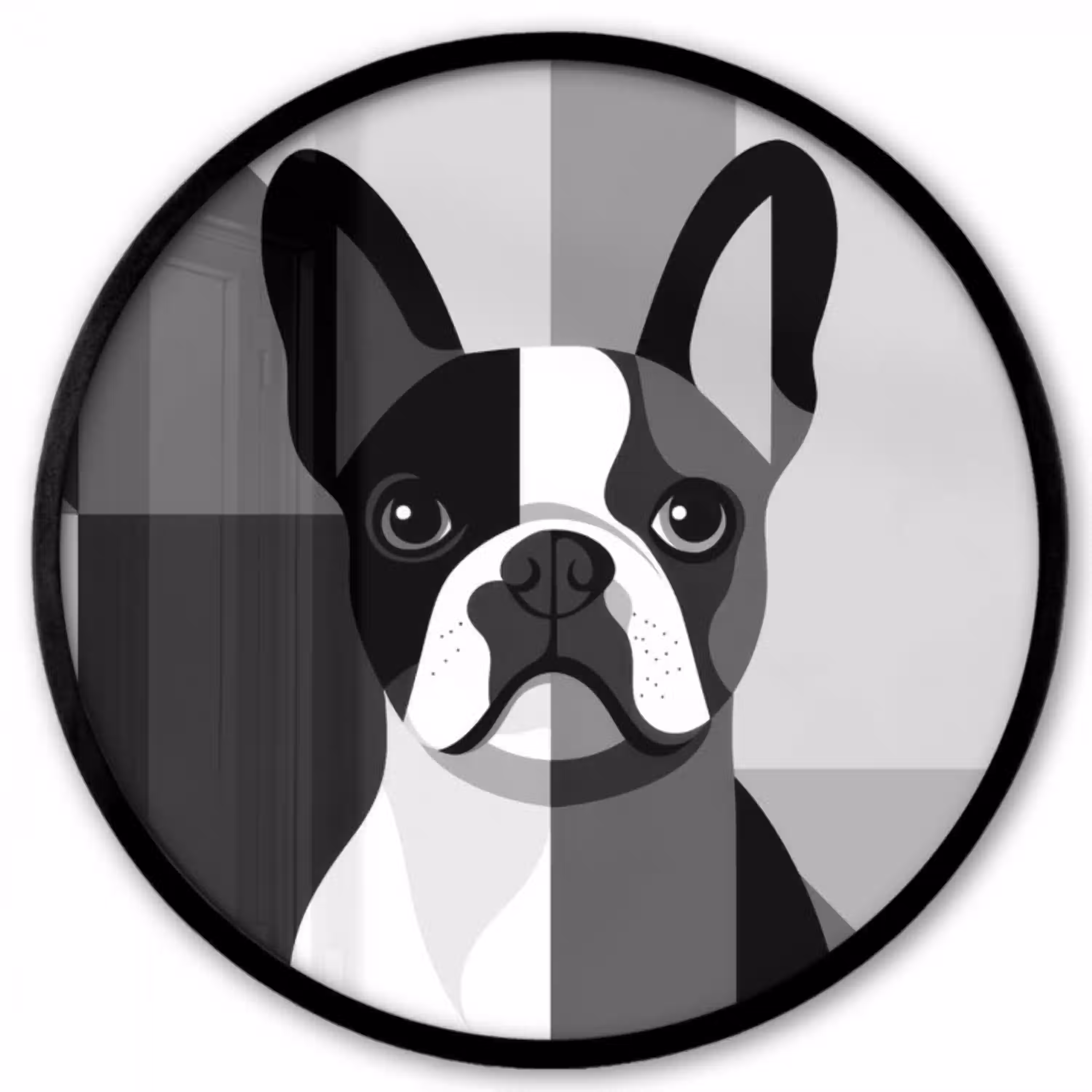Buldog - Zwart - Abstract - Vlakken Fotolijst rond zonder passe partout klein -3d