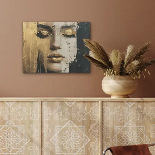 Abstract - Goud - Gezicht - Lippen PET vilt klein -sfeer4