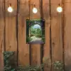 Doorkijk - Landschap - Bloemen - Pad - Uitzicht tuinposter los doek klein -sfeer1