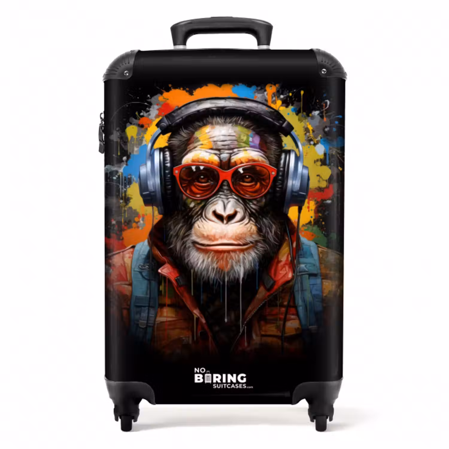 Suitcase - Chimpanzee with headphones and graffiti spray
