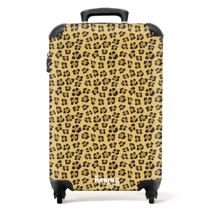 Luipaardprint op goudgele achtergrond NBS - Handbagage koffer - Kinderen Unisex middel -productfoto_recht
