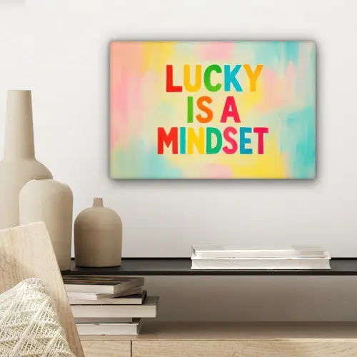 Quote - Lucky - Regenboogkleuren canvas 2cm klein -sfeer6