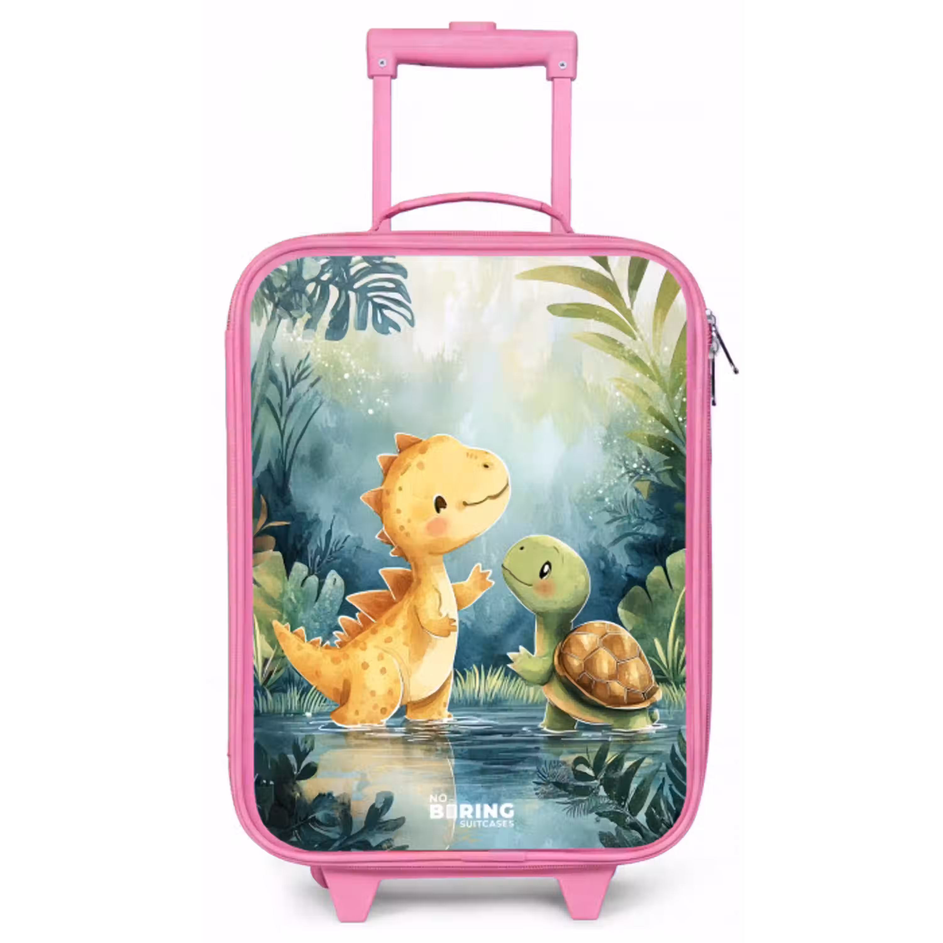 Dino - Schildpad - Jungle Kinderkoffer - Roze klein -zz3dotto