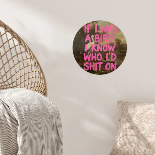 Klassiek - Humor - Roze Wandcirkel behangsticker klein -sfeer4