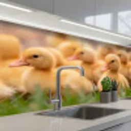 Pijltje - Eend - Natuur - Geel keuken achterwand 2 middel -3d_schuin