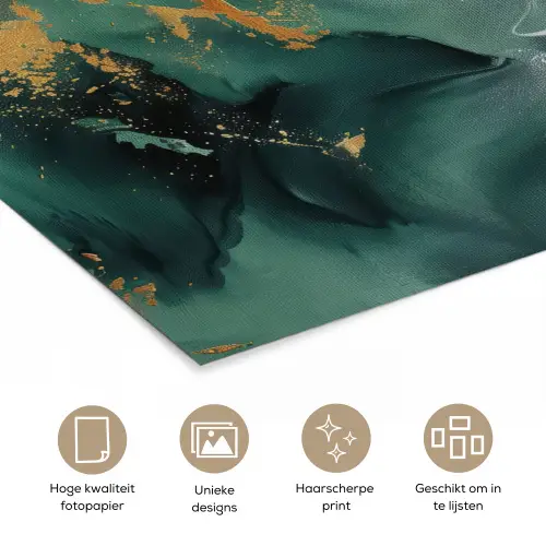 Groen - Modern - Marmer - Abstract poster papier klein -closeup_NL