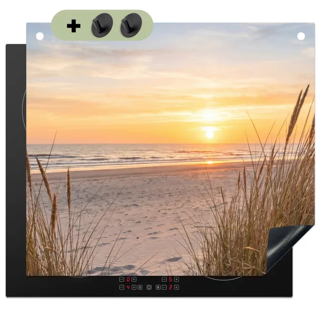 Inductiebeschermer & spatscherm (2in1) - Zonsondergang - Duinen - Zee