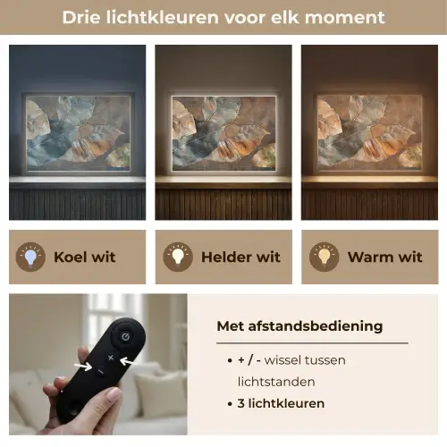 Bladeren - Bruin - Herfst - Natuur Light Box met batterij (Wandlamp) middel -USP_lichtkleurNL