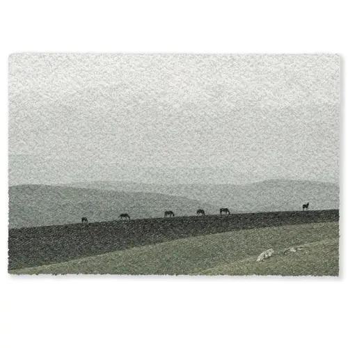 Grijs - Berg - Paarden Deurmat klein -zkaufland3d