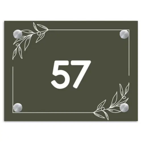 Olijfgroen - Traditioneel Naambord Rechthoek middel -3d