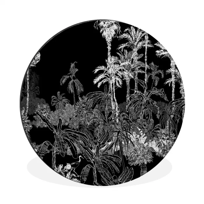 Palm - Jungle - Tropical Wandcirkel aluminium klein -3d