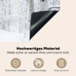 Berkenbomen - Sneeuw - Winter - Bos - Wit Inductie beschemer met haakjes klein -ky-onderkant-de