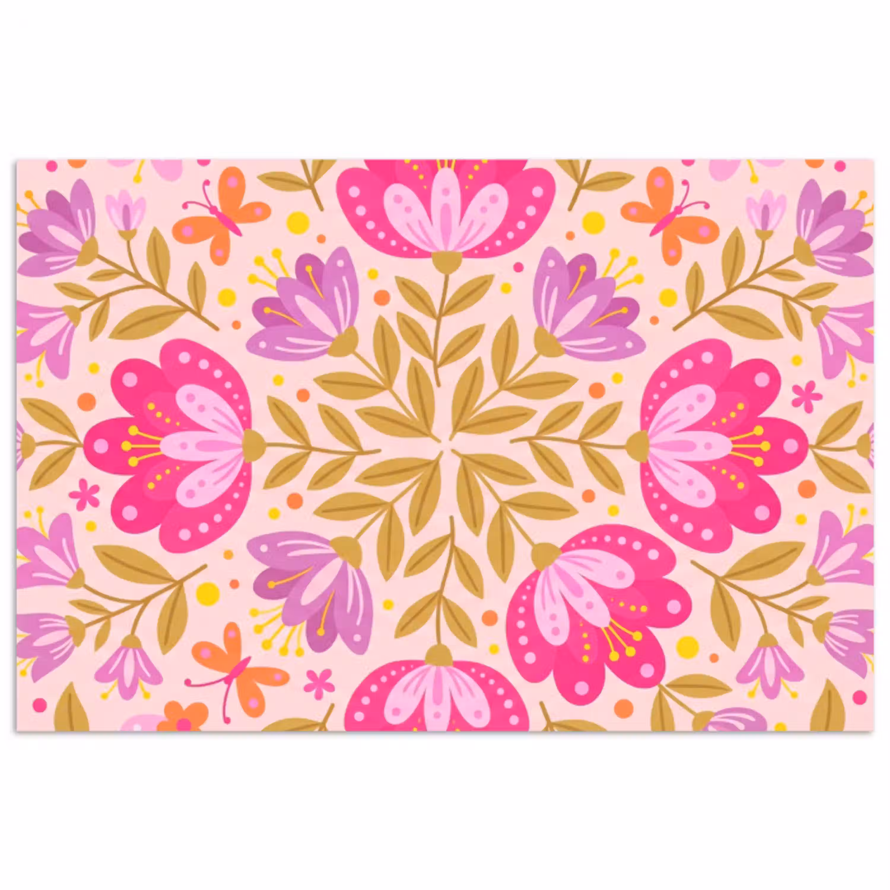 Bloemen - Patroon - Natuur - Abstract - Roze poster papier klein -3d
