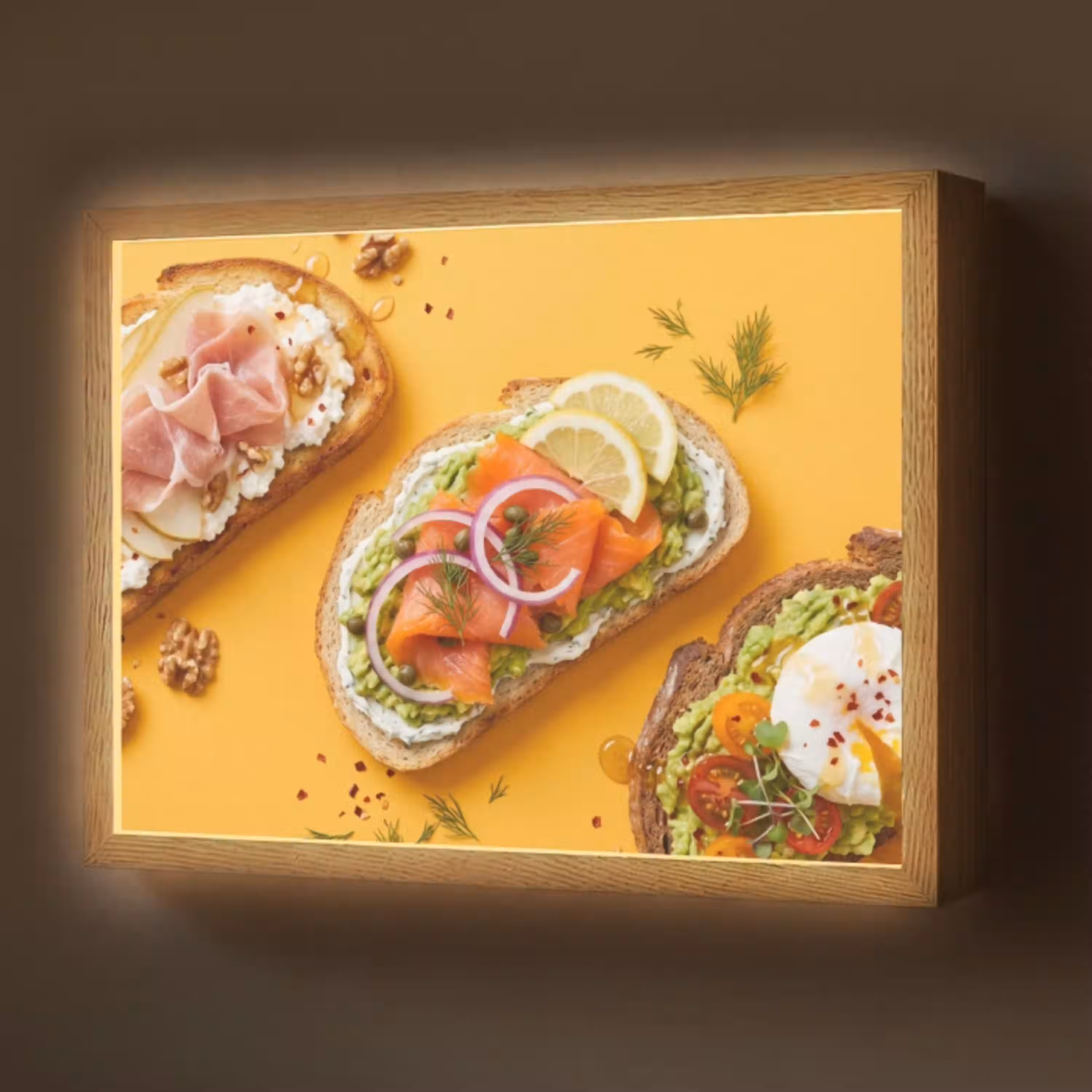 Eten - Brood - Ontbijt - Modern - Kleurrijk Light Box met batterij (Wandlamp) middel -z3d_website