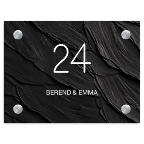 Leisteen - Klassiek Naambord Rechthoek middel -3d