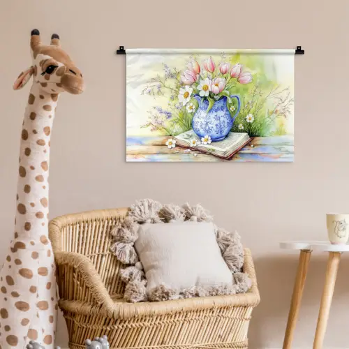 Vaas - Delftsblauw - Madeliefjes Wandkleed katoen klein -wsfeer5_kind