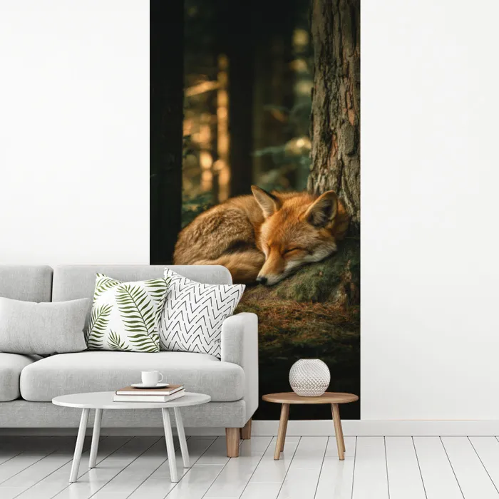 Vos - Bos - Slapen fotobehang vinyl groot -woonkamer