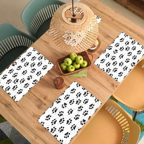 Paw - Pattern -Black Placemat vinyl groot 368 -zzsfeer5_Kitchenyeah-website
