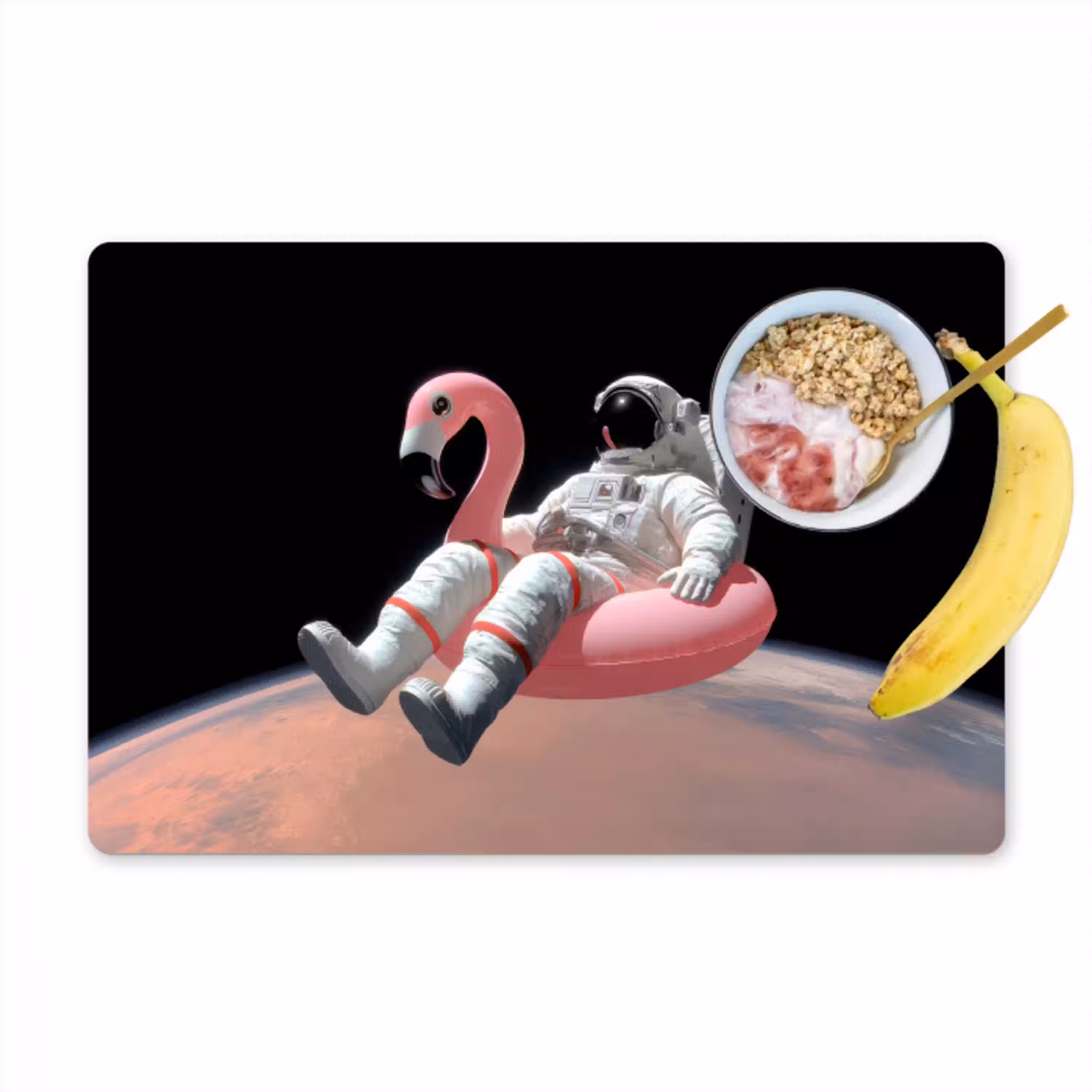 Astronaut - Flamingo - Zwemband - Roze Placemat vinyl groot -zzzproduct_Kitchenyeah-website