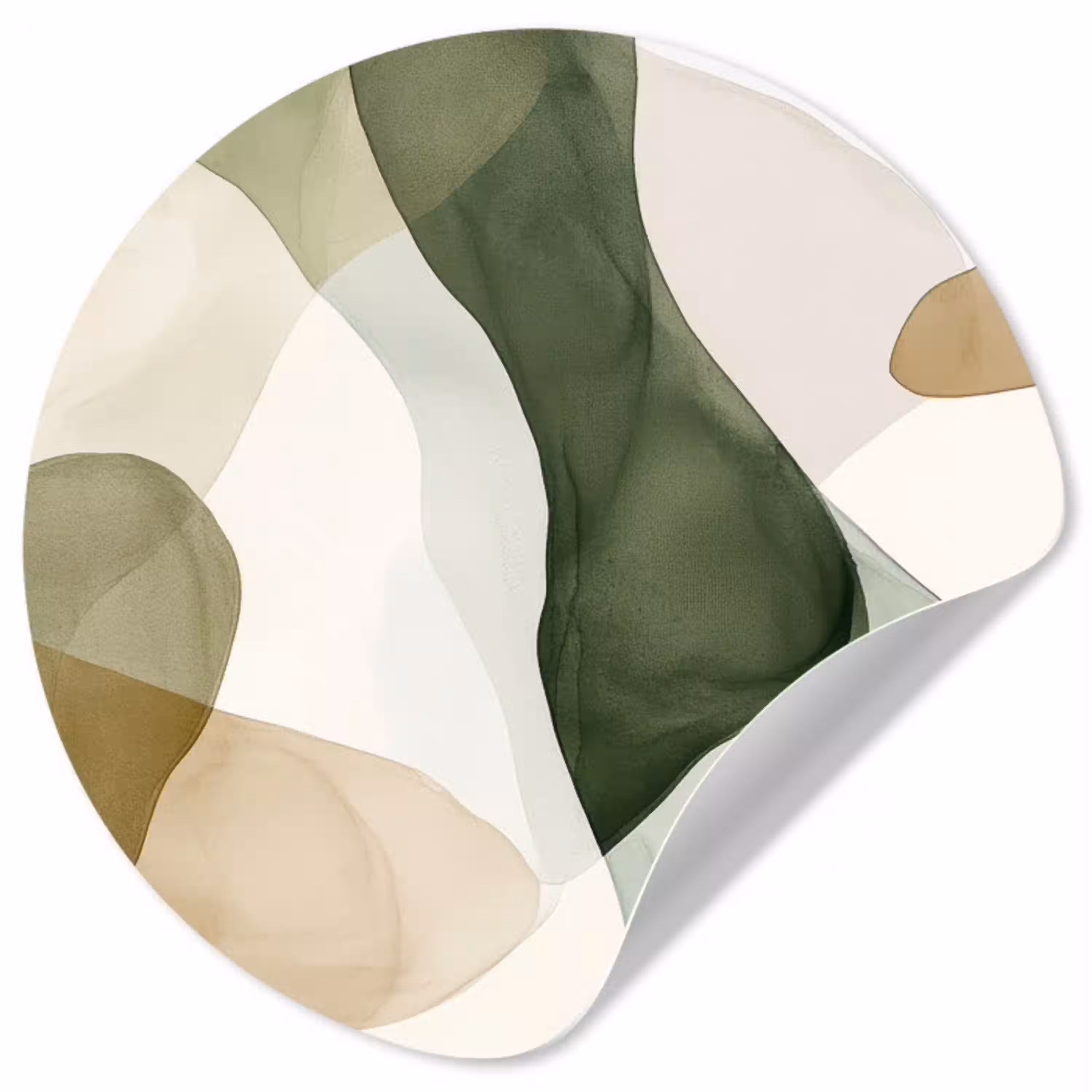 Japandi - Abstract - Groen Wandcirkel behangsticker klein -3d