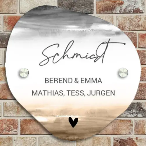 Aquarelachtergrond - Zwart beige - Sierlijk Naambord Organisch middel -sfeer10
