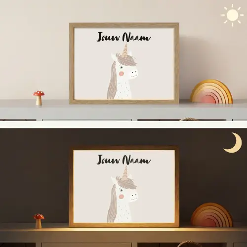 Eenhoorn - Pastel kleuren - Unicorn Light Box met batterij (Wandlamp kind) middel -sfeer3_kind