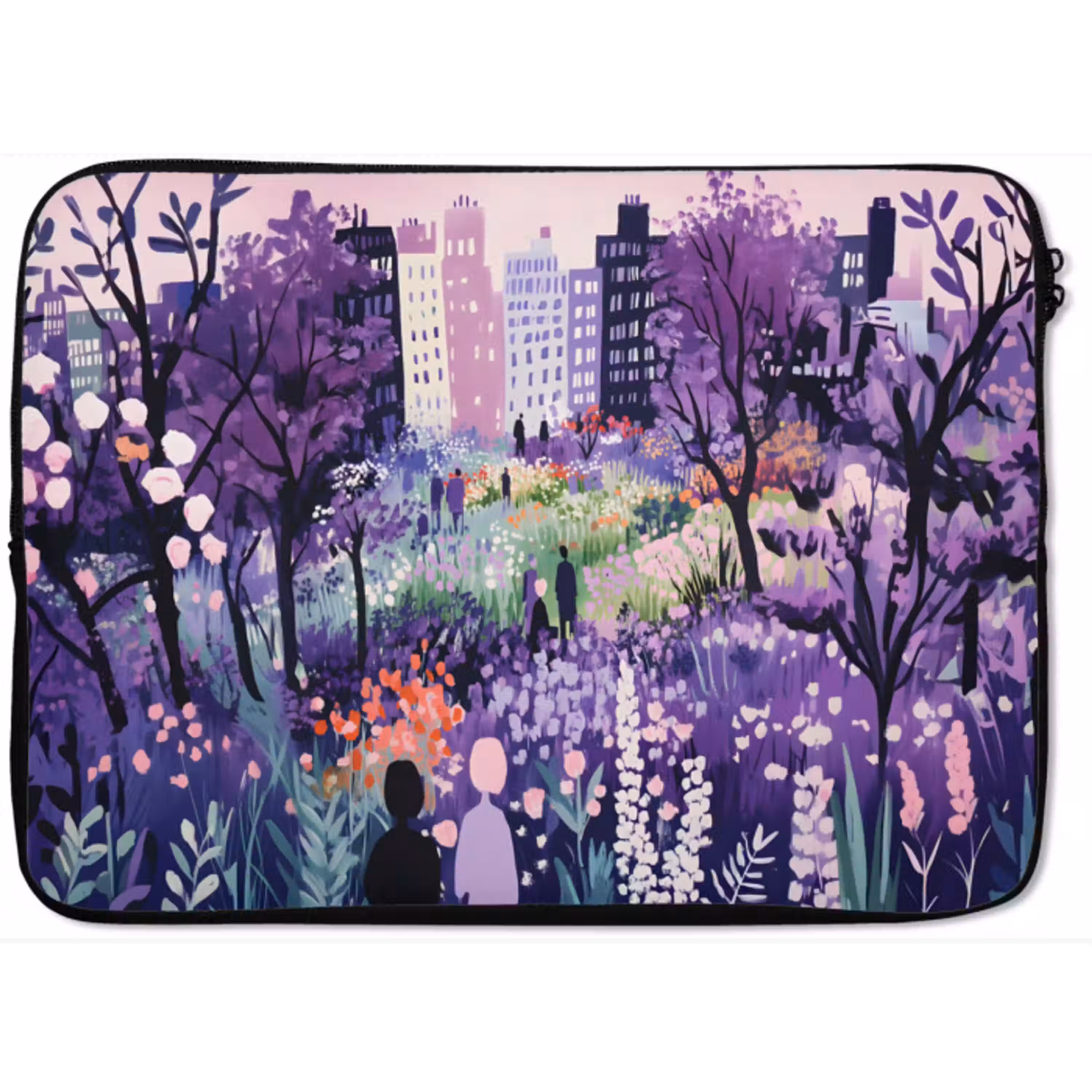 Park - Bomen - Bloemen - Gebouwen laptophoes neopreen klein -zkaufland3dotto