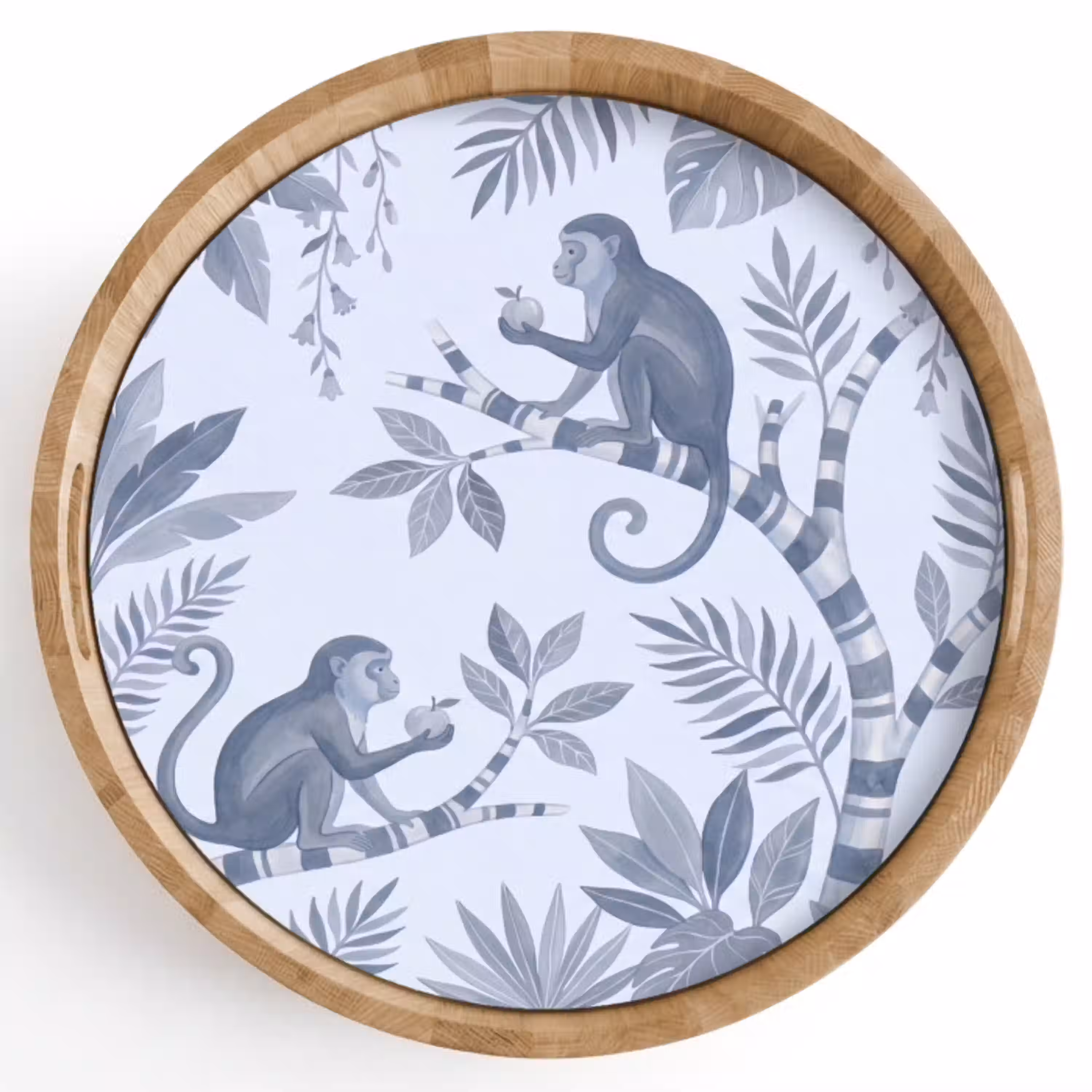 Aap - Boom - Bladeren - Jungle - Illustratie Dienblad Rond middel -z3d_shopping