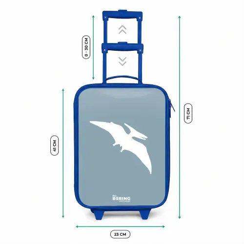 Blauw met Pteranodon dino Kinderkoffer - Blauw klein -productfoto_formaten
