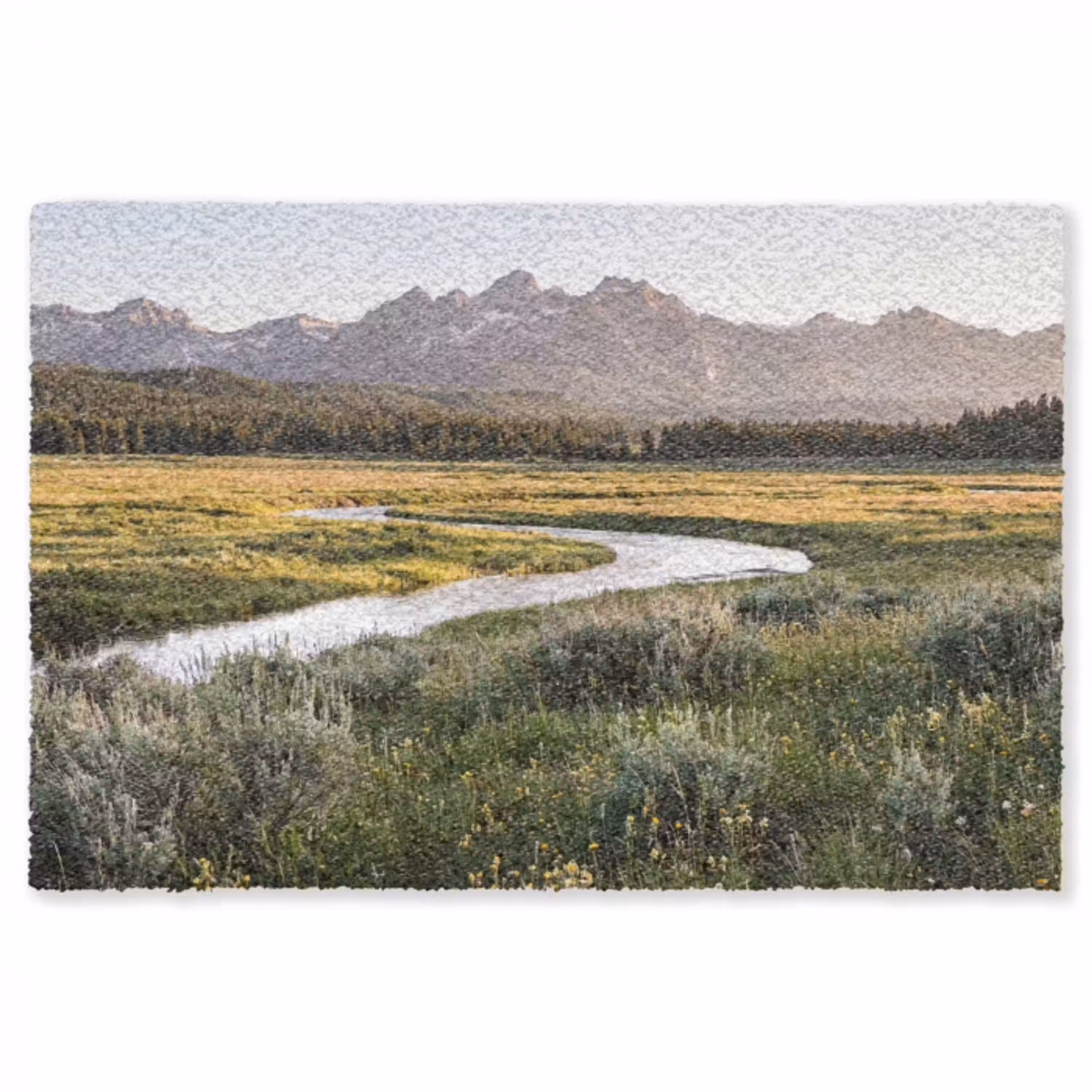 Berglandschap - Rivier - Bos Vloerkleed Rechthoek klein -3d