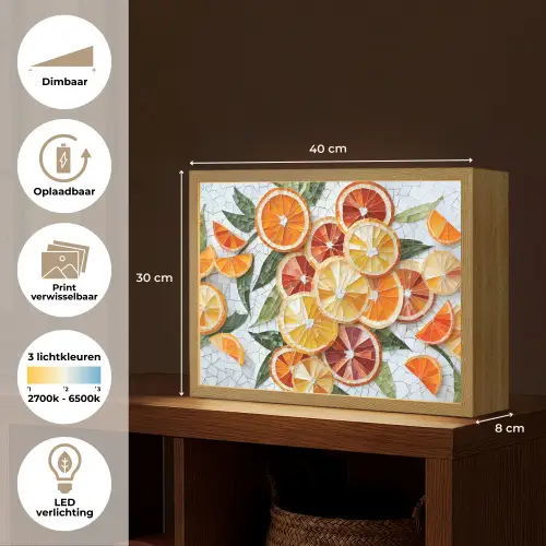 Schijfjes - Fruit - Oranje - Mozaïek Light Box met batterij (Wandlamp) middel -USP_websiteoverzichtNL